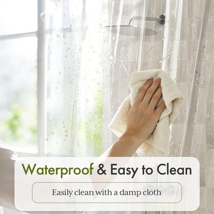 Bathway Shower Curtain Liner, Clear Shower Curtain Liner 72x72 PEVA Waterproof Shower Curtain Liner Plastic with 3 Magnets and 12 Rustproof Metal Grommets, Lightweight Shower Liner for Bathroom