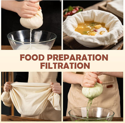 Skiennix 6Pcs Reusable Cheesecloth - Ultra-Dense 100% Unbleached Cotton Strainer, 20x20 Inch