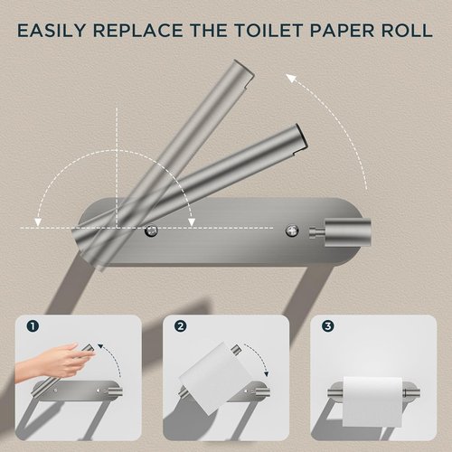 FORIOUS Toilet Paper Holder - Rustproof Stainless Steel Wall Mount | Pivoting Design, 2 Pack Brushed Nickel