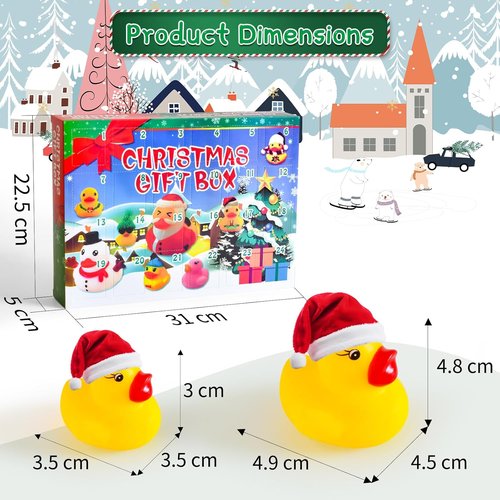 Christmas Advent Calendar Ducks by [Brand Name] - 24-Day Countdown Rubber Ducky Bath Toy for Kids