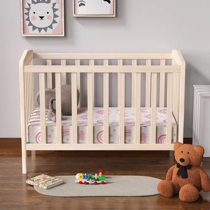 Skiennix Baby Crib Sheets - 2 Pack Soft Microfiber for Standard Crib | Pink Rainbow & Pink, 28x52x8in