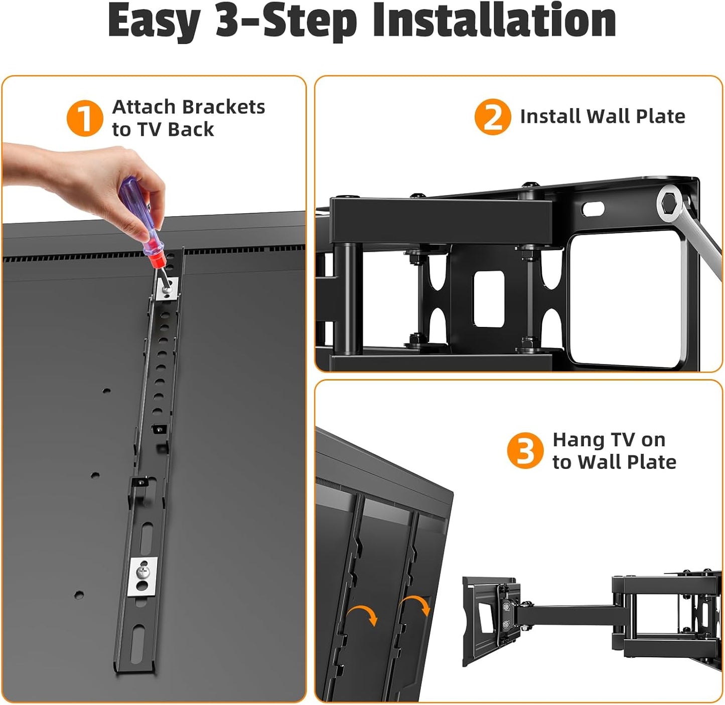 Simple Trending Full Motion TV Wall Mount - Articulating Dual Arms for 32-70 Inch TVs, Max VESA 400x400mm