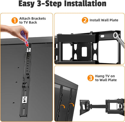 Simple Trending Full Motion TV Wall Mount - Articulating Dual Arms for 32-70 Inch TVs, Max VESA 400x400mm