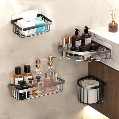 Skiennix Shower Caddy Adhesive Hooks - Strong Transparent Stickers for Bathroom & Kitchen Storage | 9-Pack
