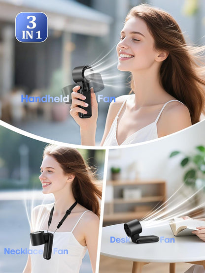 Skiennix Portable Handheld Fan - 3-in-1 Ice Cooler with 5 Wind Speeds & Digital Display | Rechargeable Travel Fan