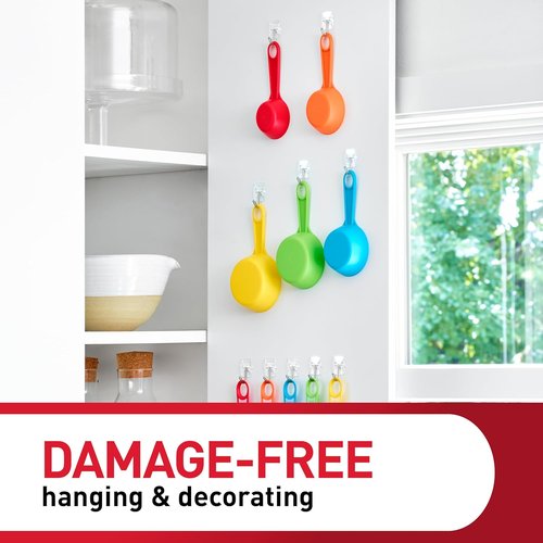 Command Small Clear Wire Toggle Hooks - Damage-Free Hanging Solution | 10 Hooks & 12 Strips, Holds 0.5 lb
