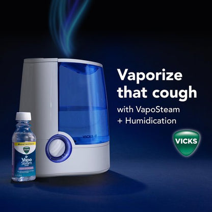 Vicks Warm Mist Humidifier Filter‑Free 1 Gal Tank, Auto Shut‑Off, Night Light, VapoPad and VapoSteam Compatible