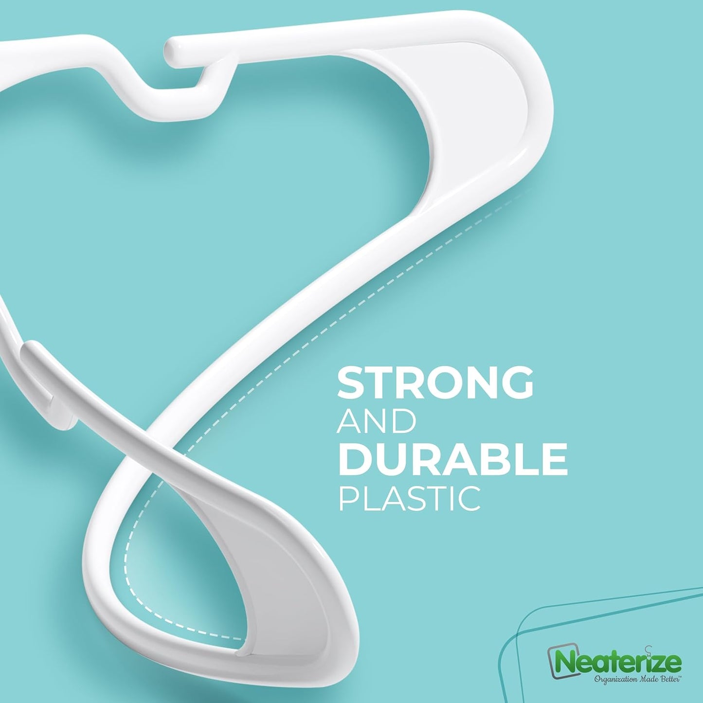 Neaterize Clothes Hangers - 100 Pack Plastic Hangers for Adults | Space-Saving White Coat Hangers