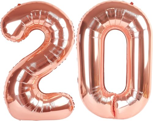 20 Number Balloon - Rose Gold 40-Inch Big Number Balloon for Birthday & Anniversary Celebrations