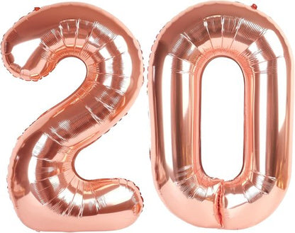 20 Number Balloon - Rose Gold 40-Inch Big Number Balloon for Birthday & Anniversary Celebrations