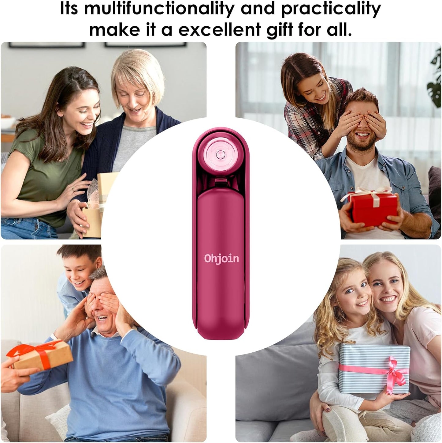 Skiennix 4-in-1 Portable Mini Handheld Fan - USB Rechargeable Travel Fan for Summer Concerts | Red