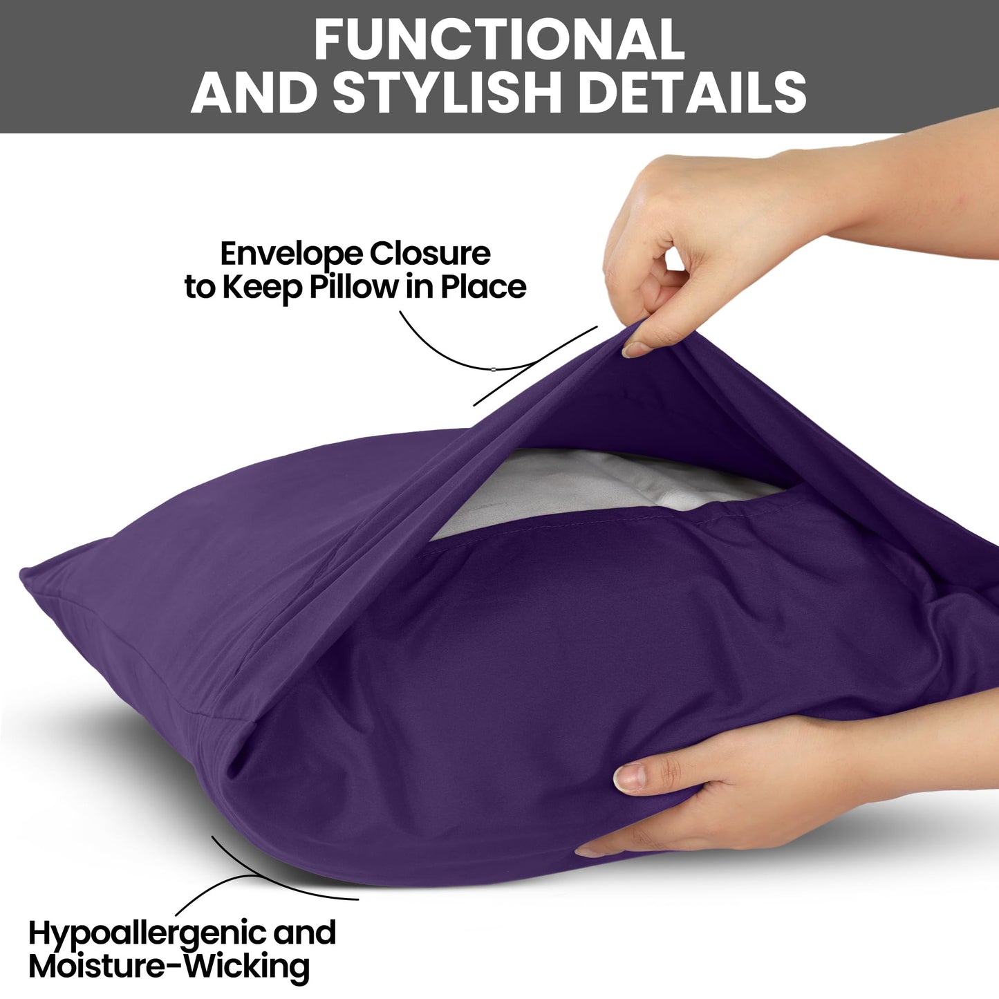 Utopia Bedding Queen Pillow Cases - 2 Pack - Envelope Closure - Soft Brushed Microfiber Fabric - Shrinkage and Fade Resistant Pillow Covers Queen Size 20 X 30 Inches (Queen, Egg Plant)