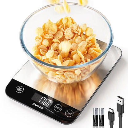 Skiennix Food Scale - 33lb Rechargeable Kitchen Scale with High Accuracy, USB Charging, Black