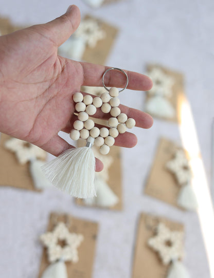 Wooden Bead Tassels (30 pcs set) for Wedding Favors, Baby Shower Favors for Guests, Bridal Shower Party Favors, Thank You Gifts. (White30)