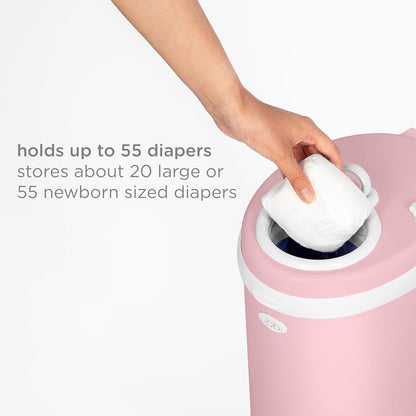 Ubbi Stainless Steel Diaper Pail - Odor Locking Design, No Special Bag Required | Fig Blossom Color