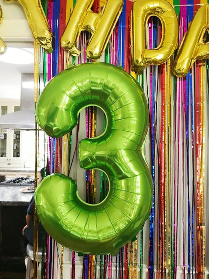 Numbers Balloon - 40 Inch Large Light Green 3 Balloon for Birthday Decor | Perfect for Three-Year-Old Celebrations
