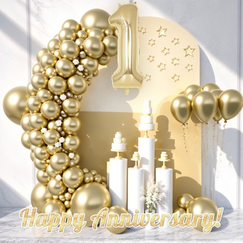 Champagne Gold Number 1 Balloon - 40 Inch Giant Mylar Foil for 1st Birthday Party & Anniversary Decor