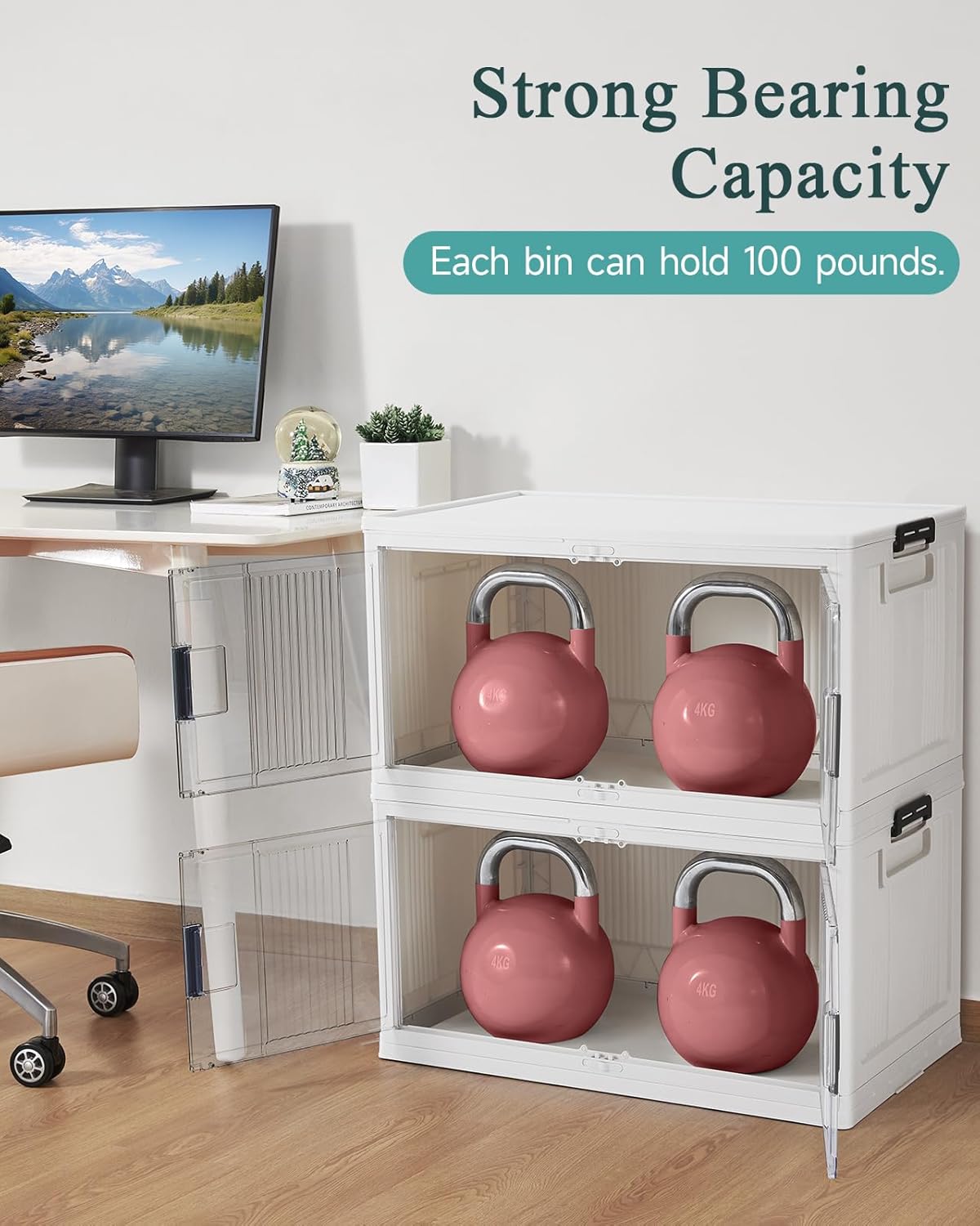 OlarHike Stackable Storage Bins with Lids - Collapsible 97QT Folding Boxes with Wheels | 5 Pack for Easy Organization