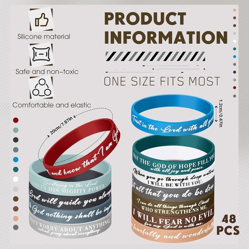 Ecation Bible Verses Bracelets - Inspirational Silicone Wristbands for Easter & Parties | Bulk Rubber Wristbands