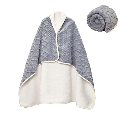 MERRYLIFE Wearable Blanket Angel Wrap Shawl Coral Warm Cozy Sherpa Poncho Blanket with Button for Sofa Bed Office Travel (Grey Blue,31"*51")