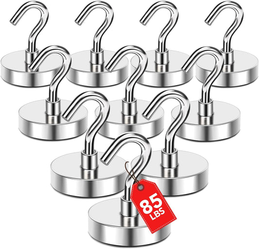MIKEDE Magnetic Hooks - 85 Lbs Heavy Duty Earth Magnets for Strong Hanging | 10 Pcs for Home & Classroom