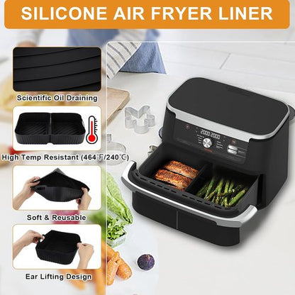 HOMELYLIFE Air Fryer Silicone Liners - 3 Pcs Set for Ninja DZ071 7-QT & Dual 3.5QT Baskets