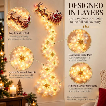 Christmas Magic Trail Wall Light - Santa Sleigh & Reindeer, Style-D