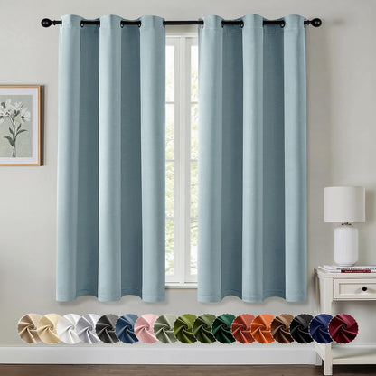 MIULEE Slate Blue Blackout Curtains - Thermal Insulated Room Darkening Drapes | 45-Inch Grommet Panels