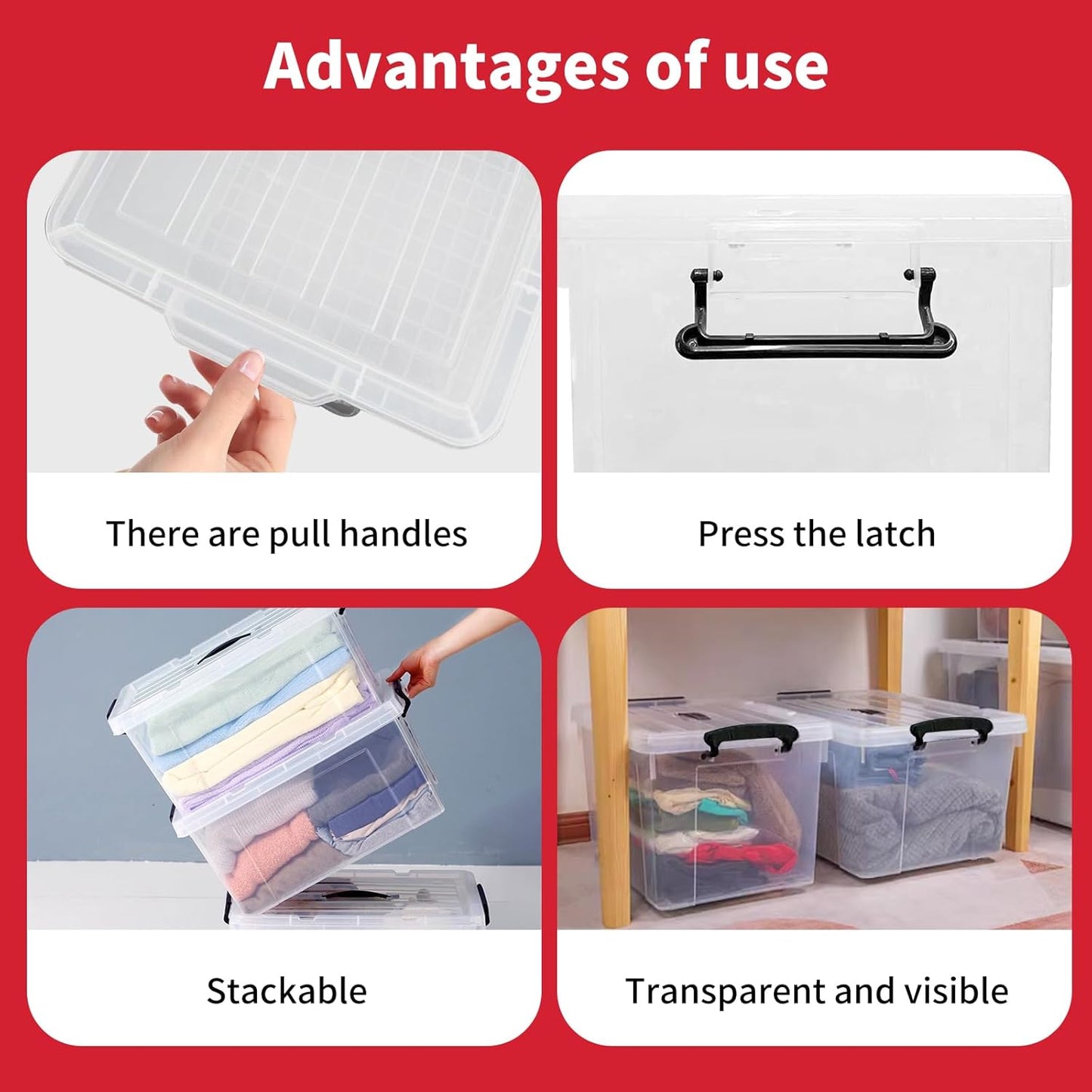 90 Quart Stackable Clear Storage Bins by [Brand Name] - Heavy-Duty Organizing Containers with Lids for Home & Office