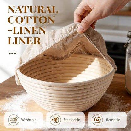 2 Pack Banneton Bread Proofing Baskets - 9 Inch Round Natural Rattan for Sourdough Baking