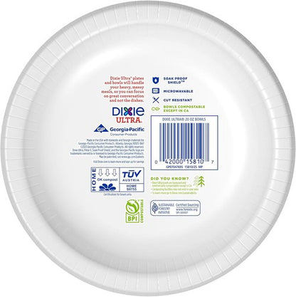 Dixie Ultra Large Paper Bowls - 20 Oz, 56 Count | Microwave Safe & Compostable for All Meals