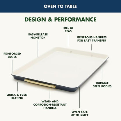 GreenPan Bakeware Set - 7 Piece Nonstick Ceramic Baking Sheets & Pans | PFAS & BPA Free, Oxford Blue
