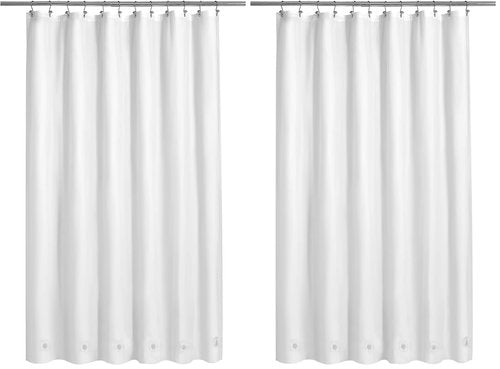 Barossa Design White Shower Curtain Liner with 6 Magnets - Waterproof PEVA Shower Liner for Bath Tub, 72" x 72" Standard Size, PVC Free & Metal Grommets - White, 72x72 (Pack of 2)
