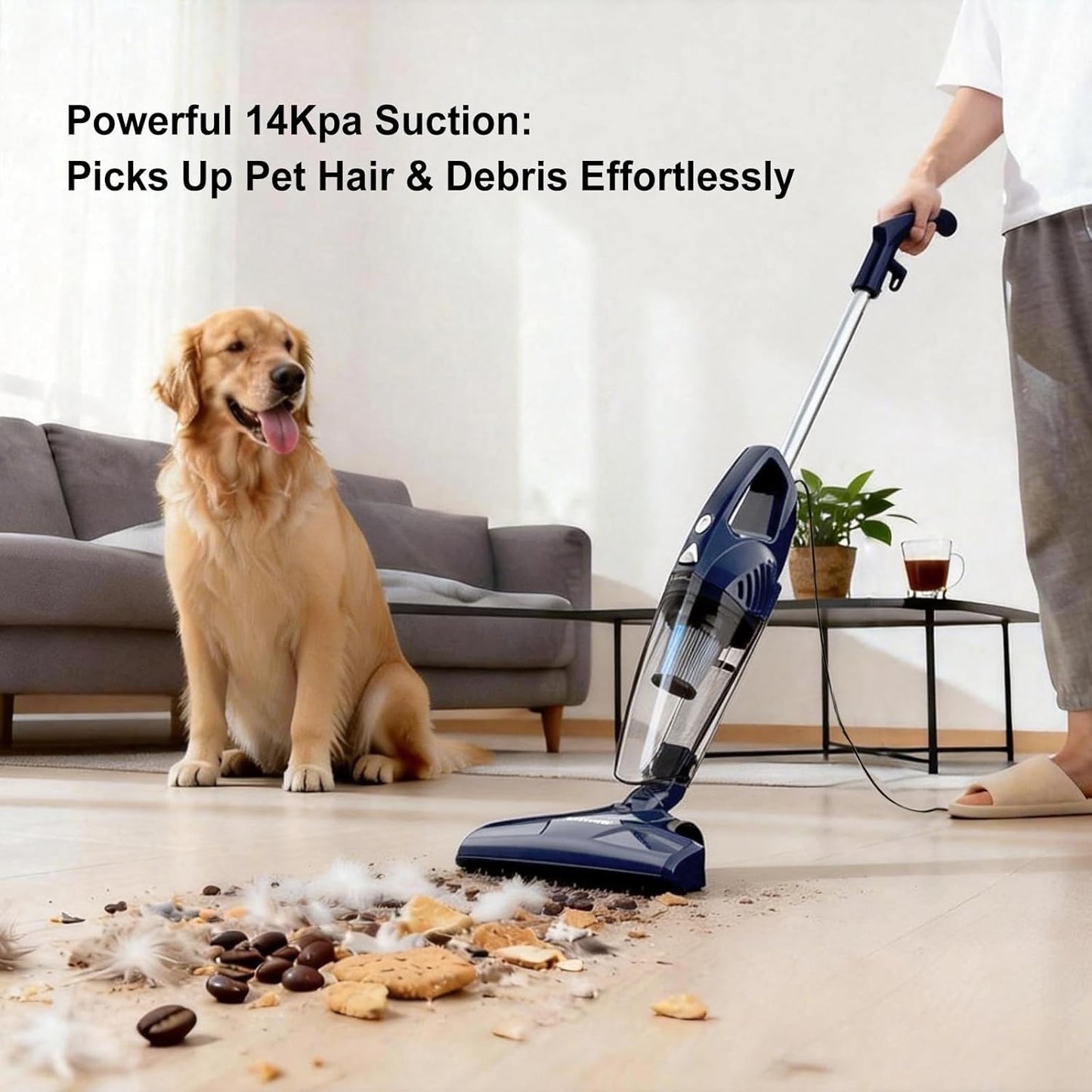 Skiennix Corded Stick Vacuum Cleaner - 3-in-1 Handheld Design with 180° Steering & 14KPA Suction for Pet Hair