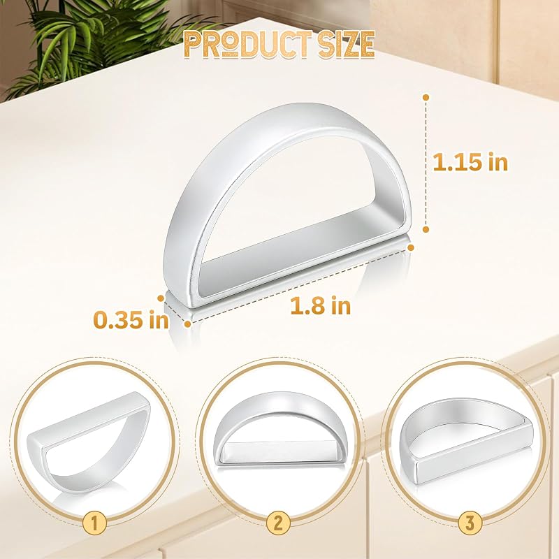 Napkin Rings Set of 8 – Metal Silver D-Shape, For Fall & Holiday Tables – 8+ Silver Variant