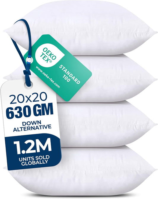 Utopia Bedding Throw Pillows - Set of 4 Fluffy 20 x 20 Inch Down Alternative Cushions | White for Bed & Sofa