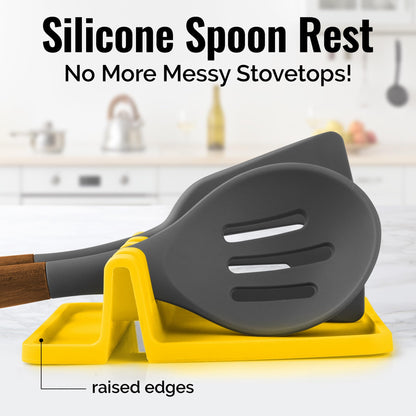 Zulay Kitchen Silicone Utensil Rest with Drip Pad for Multiple Utensils - BPA-Free, Heat-Resistant Spoon Rest & Spoon Holder for Stove Top - Kitchen Utensil Holder for Ladles & Tongs - Yellow