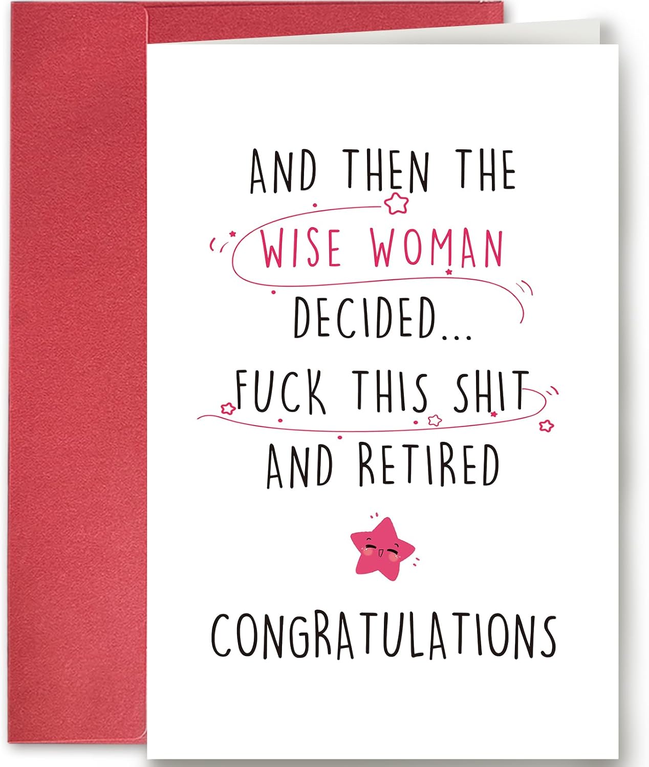 SuperShunhu Funny Retirement Card for Women, Colleague Leaving Work Card, Retiring Card Gift for Coworker, Humor Happy Retirement Card, The Wise Women Retired Congratulation Card