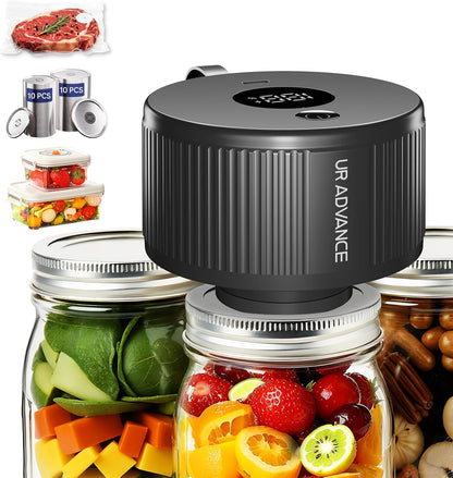 Skiennix 3-in-1 Electric Mason Jar Vacuum Sealer Kit - Auto-Stop, One-Handed Operation, 4-Hour Battery Life for Food Storage