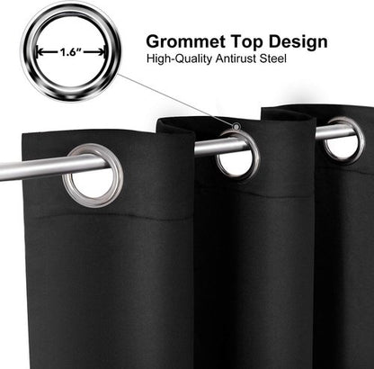 ChrisDowa Blackout Curtains 102 Inches Long 2 Panels Set for Living Room, Grommet Thermal Insulated Room Darkening Curtains for Bedroom (Black, 52 x 102 Inch)
