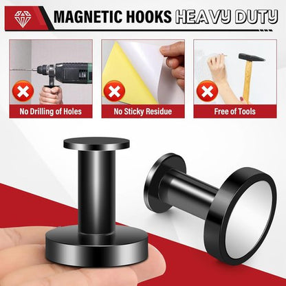 Buelkmag Magnetic Hooks - Strong 150Lb Wreath Hanger for Cruise Cabins & Lockers | 3Pcs Black