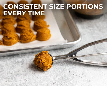 Saffron & Sage Stainless Steel Cookie Scoop - Heavy Duty 2 Tbsp with Comfortable Handles | Rust Resistant & Dishwasher Safe