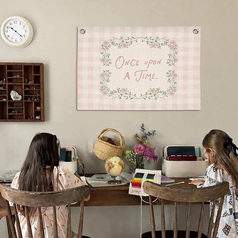 Once Upon A Time Nursery Banner 30x20 Inch - White Linen Look