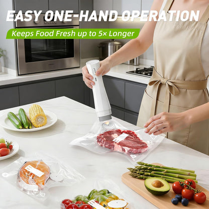 Skiennix Handheld Vacuum Sealer - Portable USB Rechargeable Food Storage Saver for 5X Freshness