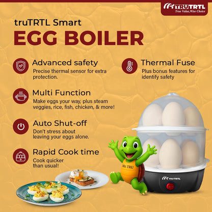 Royal Black 4-in-1 Electric Egg Cooker - Boils 14 Eggs, Poaches, Steams Vegetables & More