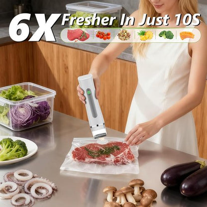 Handheld Vacuum Sealer - Compact Food Saver with Visible Water Tank & 30 Reusable Bags | 6X Freshness Preservation