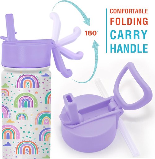 Chillout Life 17 oz Kids Insulated Water Bottle - Leakproof Straw Lid & Cute Stickers