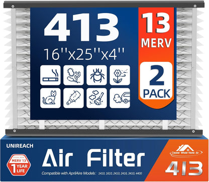 AprilAire 413 Replacement Air Filter - MERV 13, 16"x28"x4" | Compatible with Multiple Models