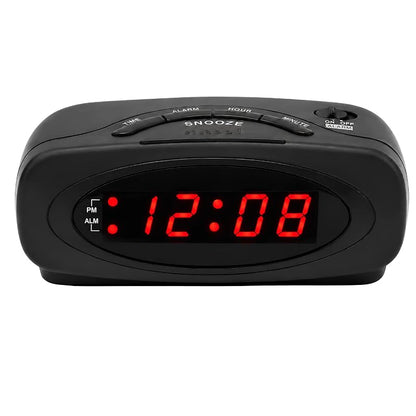 Digital Alarm Clock with Red LED Display – Snooze & Battery Backup, Bedside Desk Clock