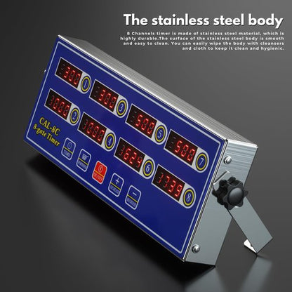 8 Channel Digital Kitchen Timer Clock Reminder Cooking Commercial Loud Ring Alarm Stainless Steel Timers Calculagraph for Restaurant/Home Kitchen/Cafeteria